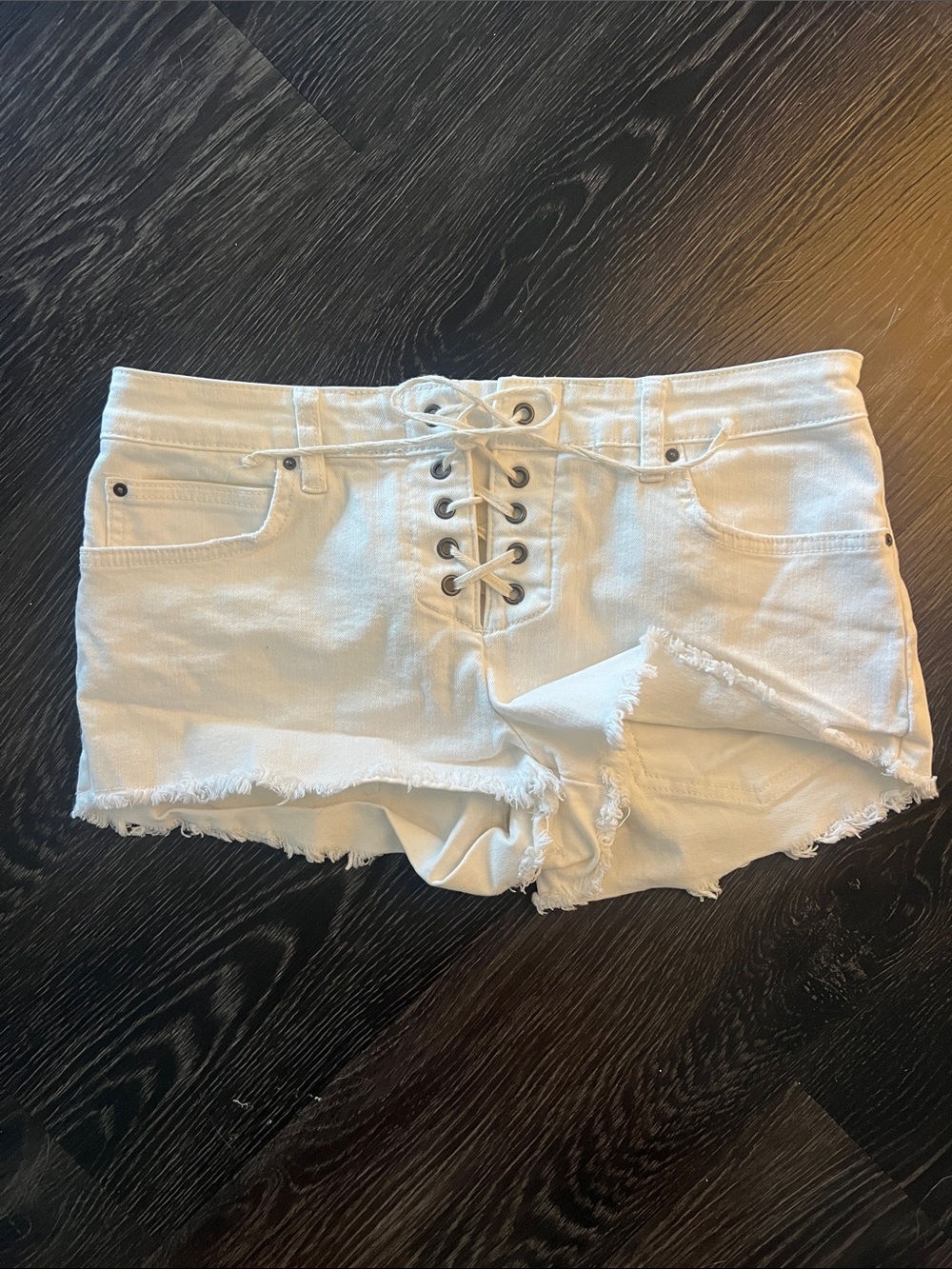Billabong White Lace-Up Denim Women's Shorts